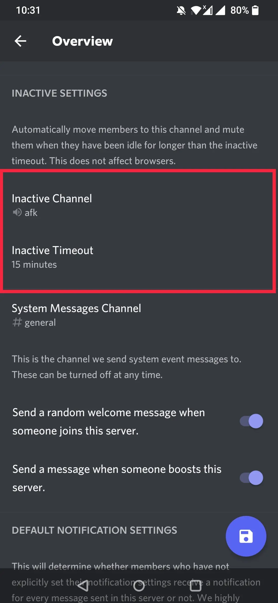 create discord afk channel mobile