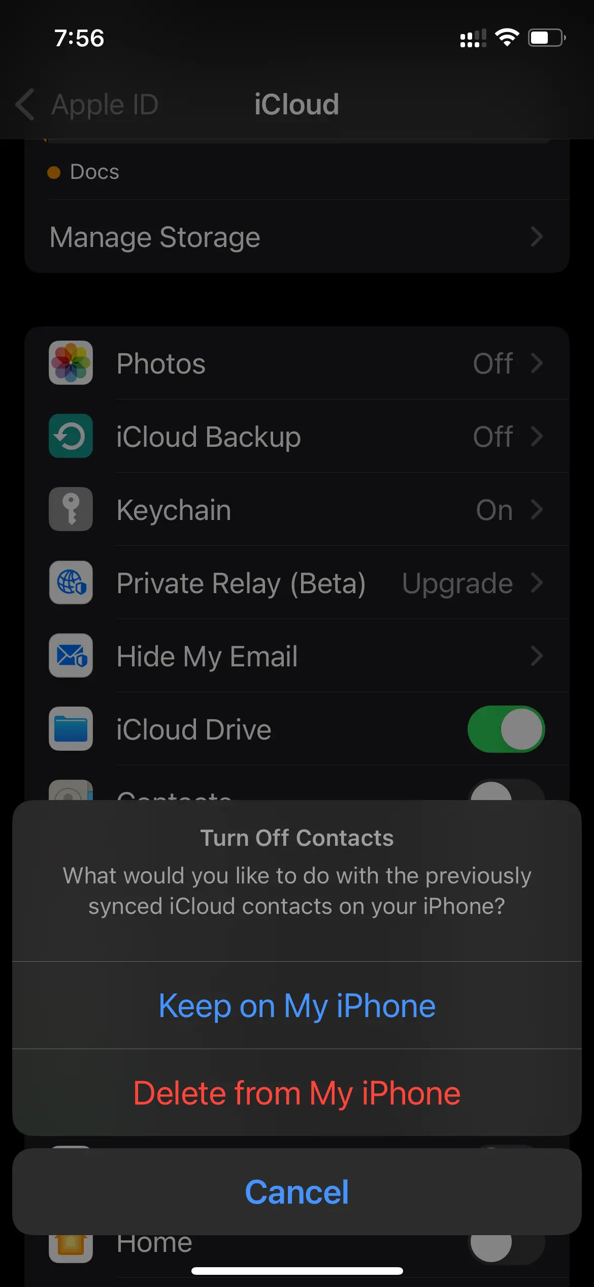 iphone not saving contacts to icloud