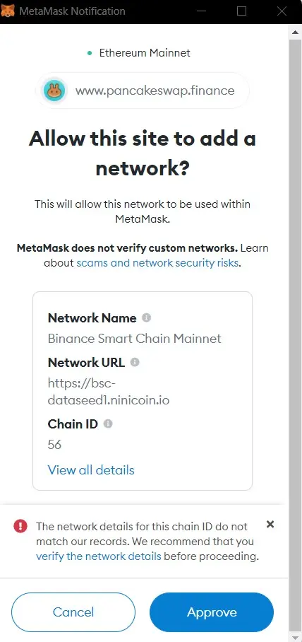 approve metamask connection